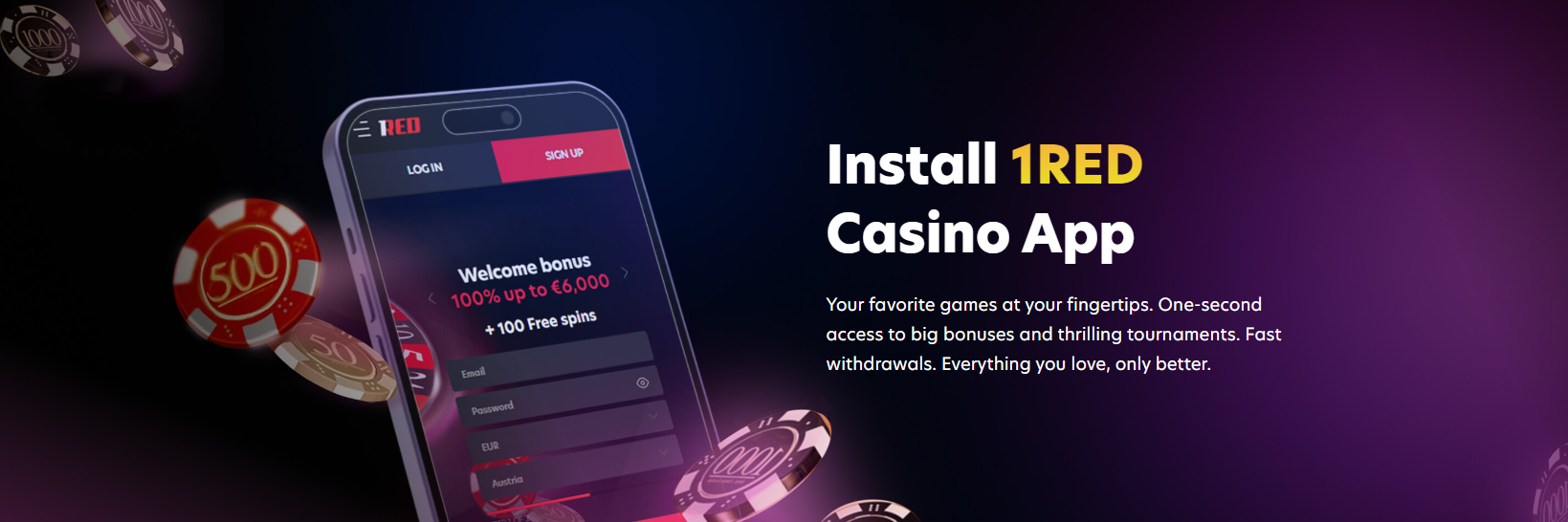 1Red Casino Mobiele games en apps